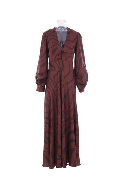 Raquel Diniz Zebra Print Maxi Dress With Knotted Straps In Brown