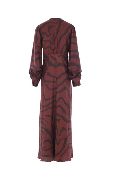 Raquel Diniz Zebra Print Maxi Dress With Knotted Straps In Brown