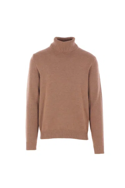 Zanone Ribbed High-neck Sweater In Brown