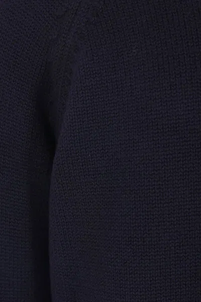 Zanone Navy V-neck Sweater With Raglan Sleeves In Blue