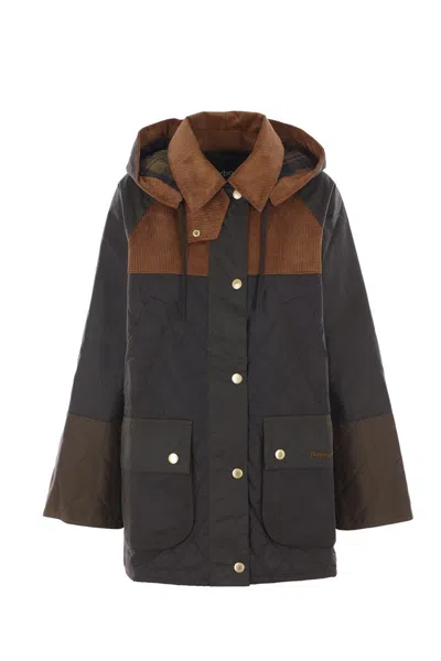 Barbour Imelda Diamond-quilted Corduroy-paneled Coat In Neutral