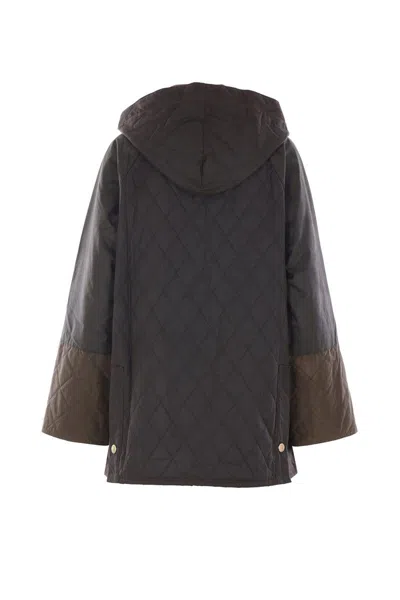 Barbour Imelda Diamond-quilted Corduroy-paneled Coat In Neutral