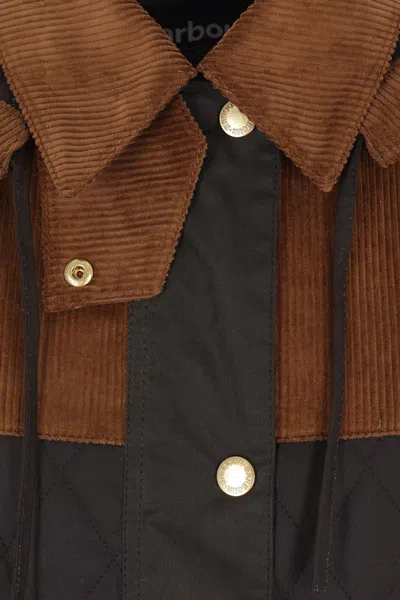 Barbour Imelda Diamond-quilted Corduroy-paneled Coat In Neutral