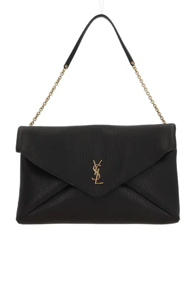 Saint Laurent Cassandre Xxl Envelope Bag With Chain In Black