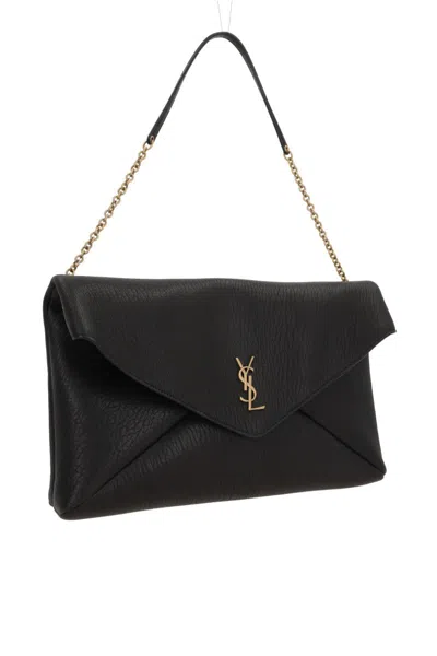 Saint Laurent Cassandre Xxl Envelope Bag With Chain In Black