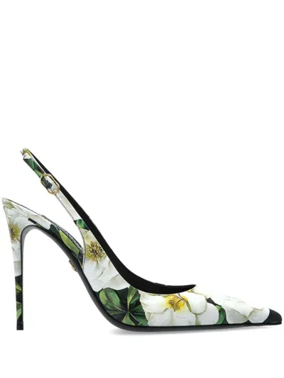 Dolce & Gabbana Women Printed Leather Slingback Pumps In Black