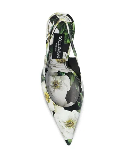 Dolce & Gabbana Women Printed Leather Slingback Pumps In Black