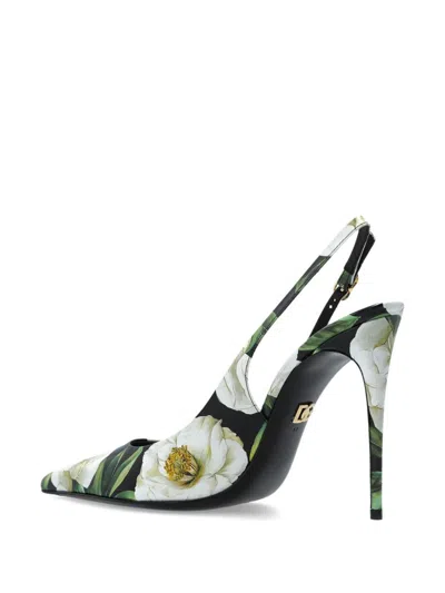 Dolce & Gabbana Women Printed Leather Slingback Pumps In Black