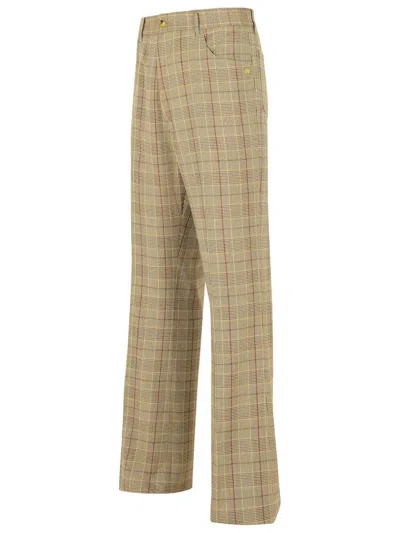 Amiri Beige Virgin Wool Blend Trousers Men In Brown