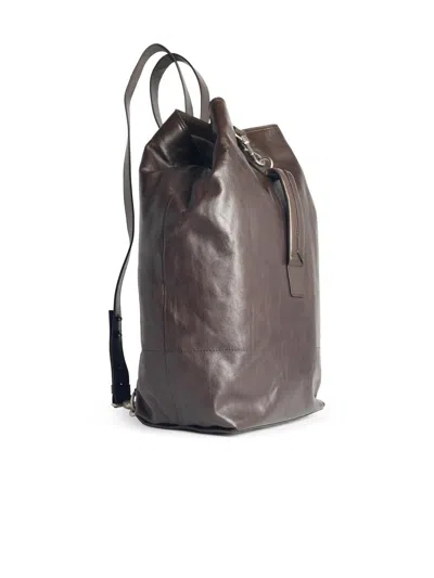 Dries Van Noten Brown Leather Backpack Men In Brown