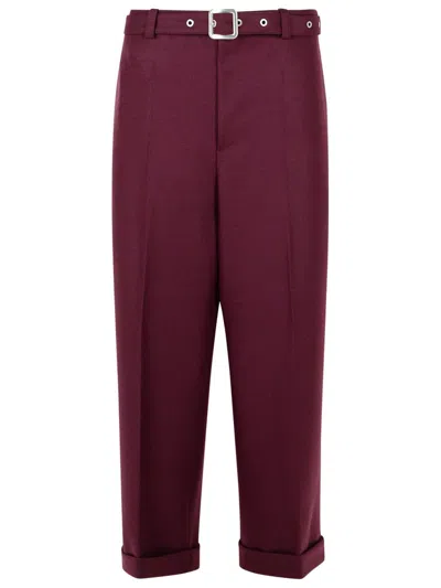 Jil Sander Tailored Wool Trousers Buckle Detail In Red