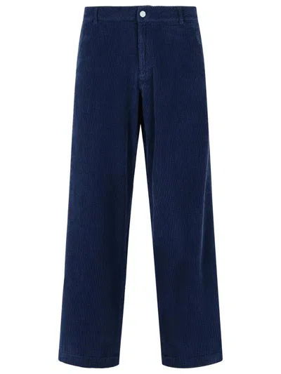 Erl Corduroy Button-fastening Trousers In Blue