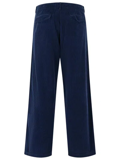 Erl Corduroy Button-fastening Trousers In Blue