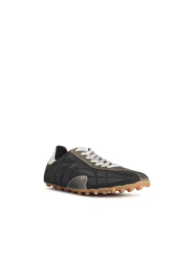 Maison Margiela Quilted-texture Sneakers With Rugged Sole And Suede Overlays In Green