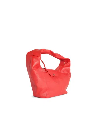 Longchamp Soft Leather Hobo Bag With Top Handle In Red
