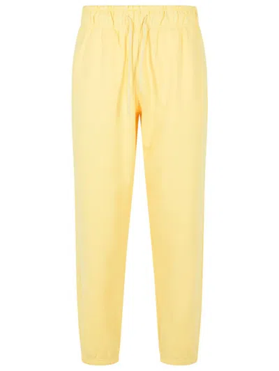 New Balance Elastic-waistband Logo-patch Track Pants In Yellow