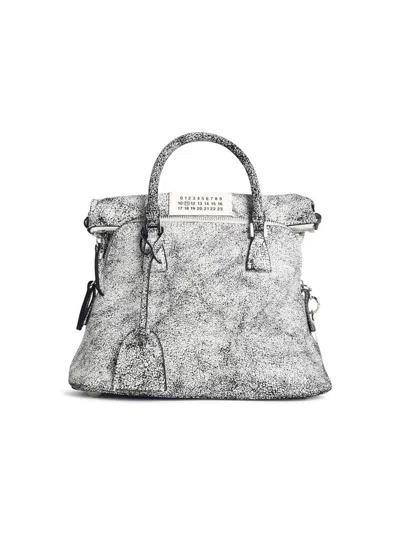 Maison Margiela Textured Leather Shoulder Bag And Strap In White