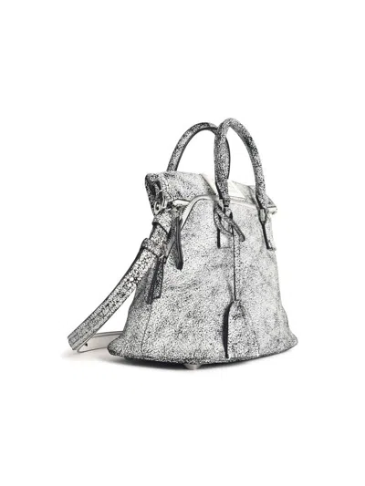 Maison Margiela Textured Leather Shoulder Bag And Strap In White