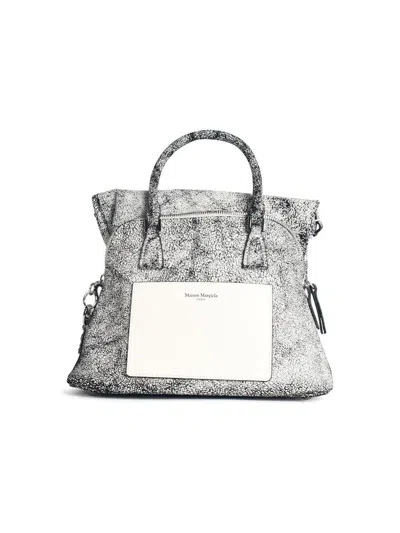 Maison Margiela Textured Leather Shoulder Bag And Strap In White
