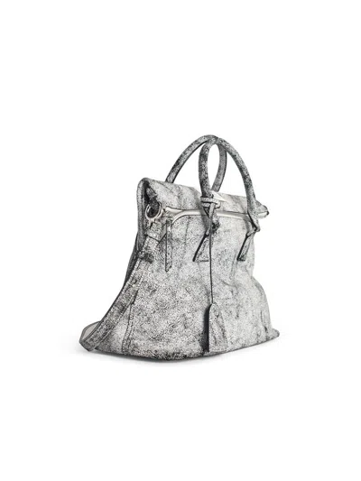 Maison Margiela Textured Leather Shoulder Bag And Strap In White