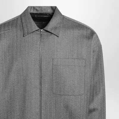 Prada Gray Overshirt With Zip In Black