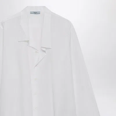 Prada Long Sleeve Collared Shirt With Cuffed Sleeves In White