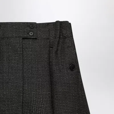 Prada Wool Mini Skirt With Vichy-pattern In Black
