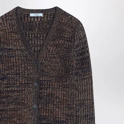 Prada Cashmere-wool Mouline V-neck Cardigan In Multi