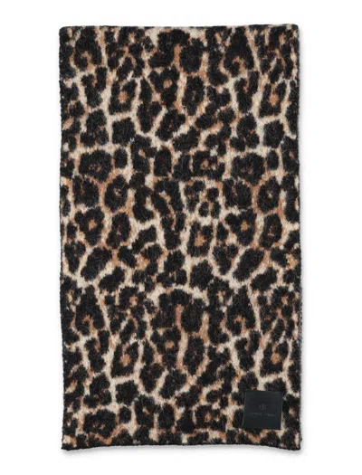 Anine Bing Hannah Brown Leopard Jacquard Scarf In Animal Print