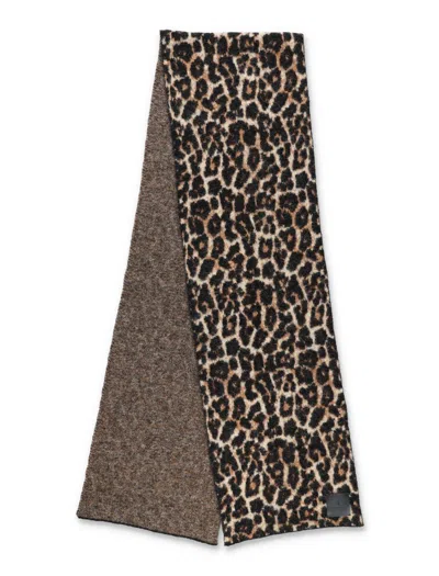 Anine Bing Hannah Brown Leopard Jacquard Scarf In Animal Print