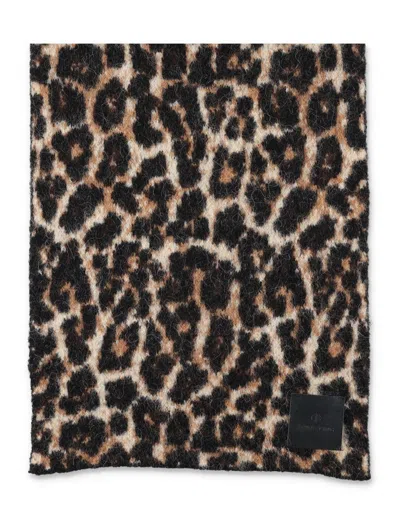 Anine Bing Hannah Brown Leopard Jacquard Scarf In Animal Print