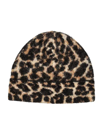 Anine Bing Elia Alpaca-wool Beanie Brown Leopard Pattern In Animal Print
