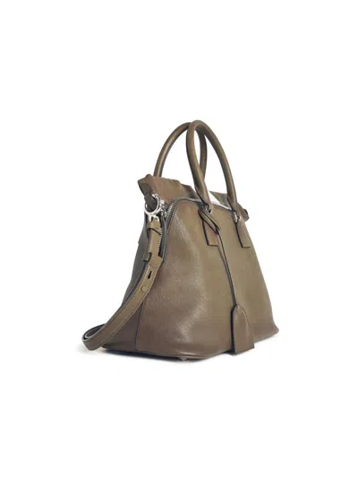 Maison Margiela Structured Leather Shoulder Bag With Detachable Strap In Green