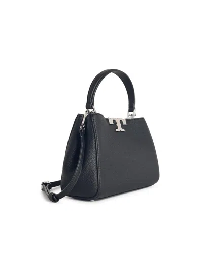 Tory Burch Mini Satchel In Hammered Leather In Black
