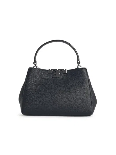 Tory Burch Mini Satchel In Hammered Leather In Black