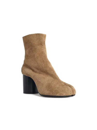 Maison Margiela Camel Suede Tabi Ankle Boots In Neutral