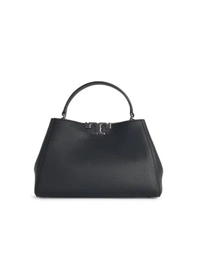 Tory Burch Mini Satchel In Hammered Leather In Black