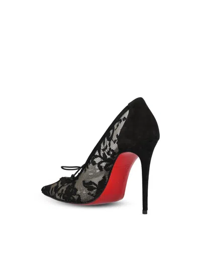 Christian Louboutin Km Lace 100 Suede-trimmed Pumps In Black