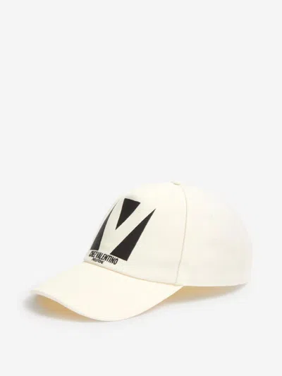 Valentino Ivory Cotton Baseball Cap In Neutral