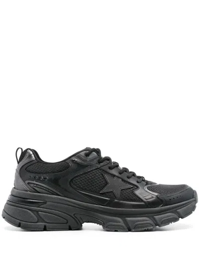 Golden Goose Lightstar Rubber-trimmed Leather And Mesh Sneakers In Black
