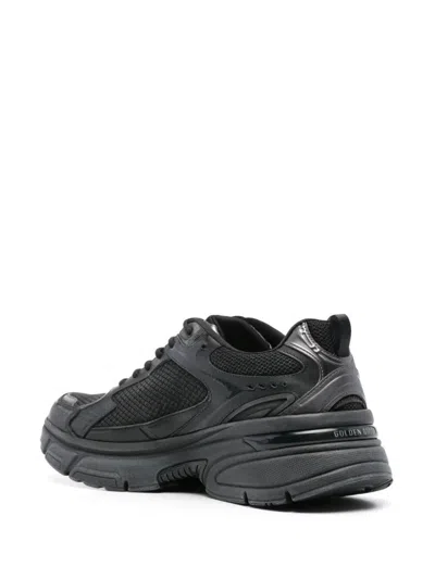 Golden Goose Lightstar Rubber-trimmed Leather And Mesh Sneakers In Black