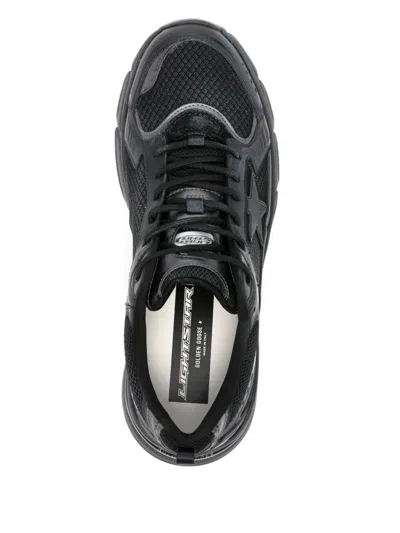 Golden Goose Lightstar Rubber-trimmed Leather And Mesh Sneakers In Black