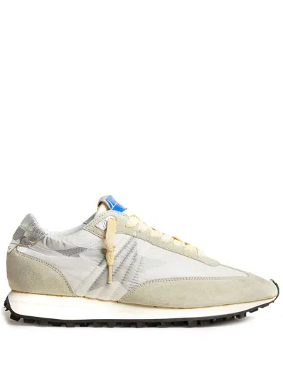 Golden Goose Marathon Sneakers In White Nylon With Suede Inserts And Silver Leather Heel Tab In White