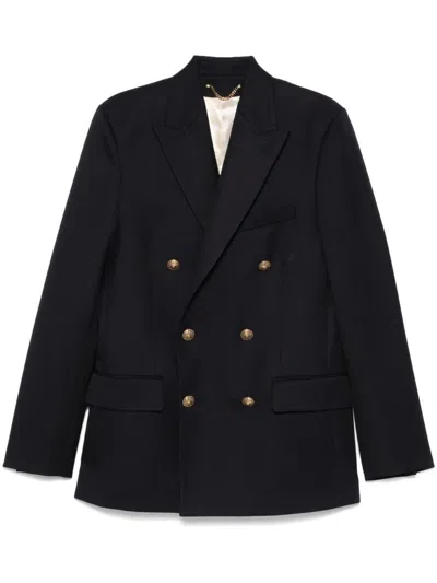 Golden Goose Double-breasted Wool Blend Blazer Clothing In Blue