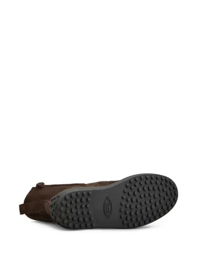 Tod's Winter Driver Sole High Lace Up Boots Shoes In Brown