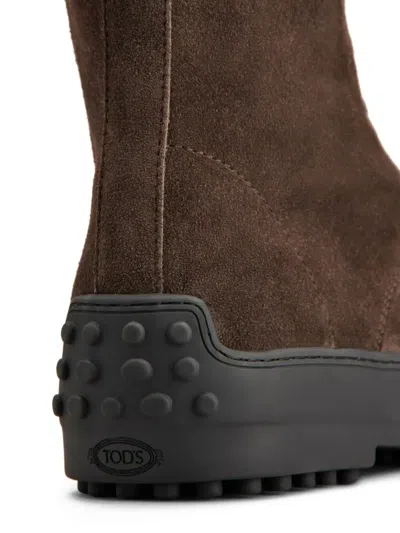 Tod's Winter Driver Sole High Lace Up Boots Shoes In Brown