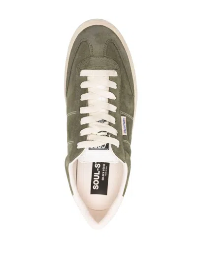 Golden Goose Men Soul-star Leather Sneakers In Green