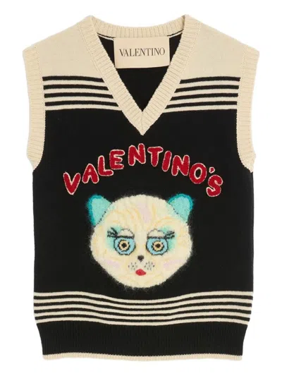 Valentino Garavani Le Chat De La Maison Wool Vest In Neutral