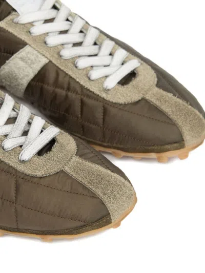 Maison Margiela Quilted-texture Sneakers With Rugged Sole And Suede Overlays In Brown