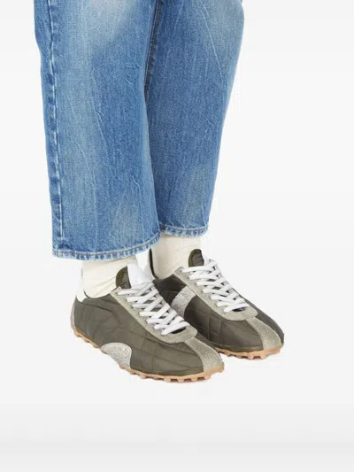 Maison Margiela Quilted-texture Sneakers With Rugged Sole And Suede Overlays In Brown